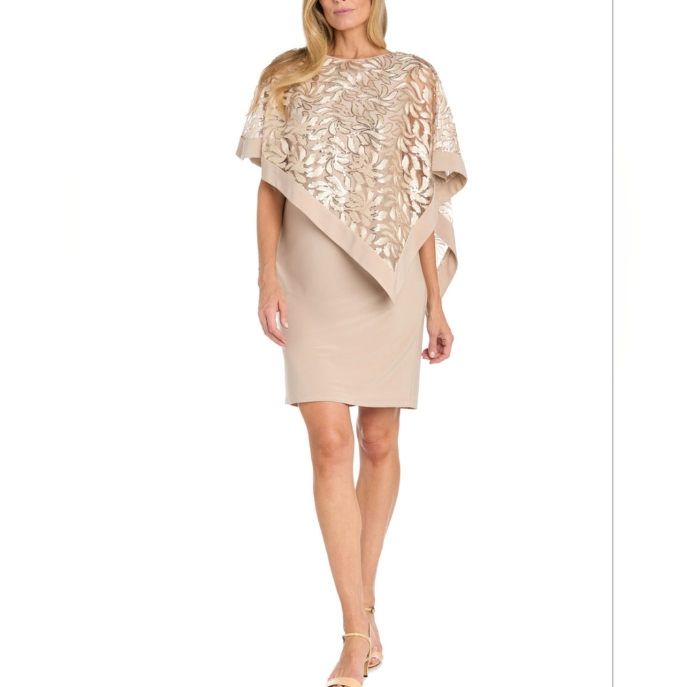 R&M Richards Elegant Sequin Poncho Dress